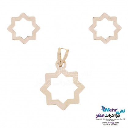 نیم ست طلا - آویز و گوشواره - طرح ستاره-MS0113 نیم ست طلا - آویز و گوشواره - طرح ستاره-MS0113